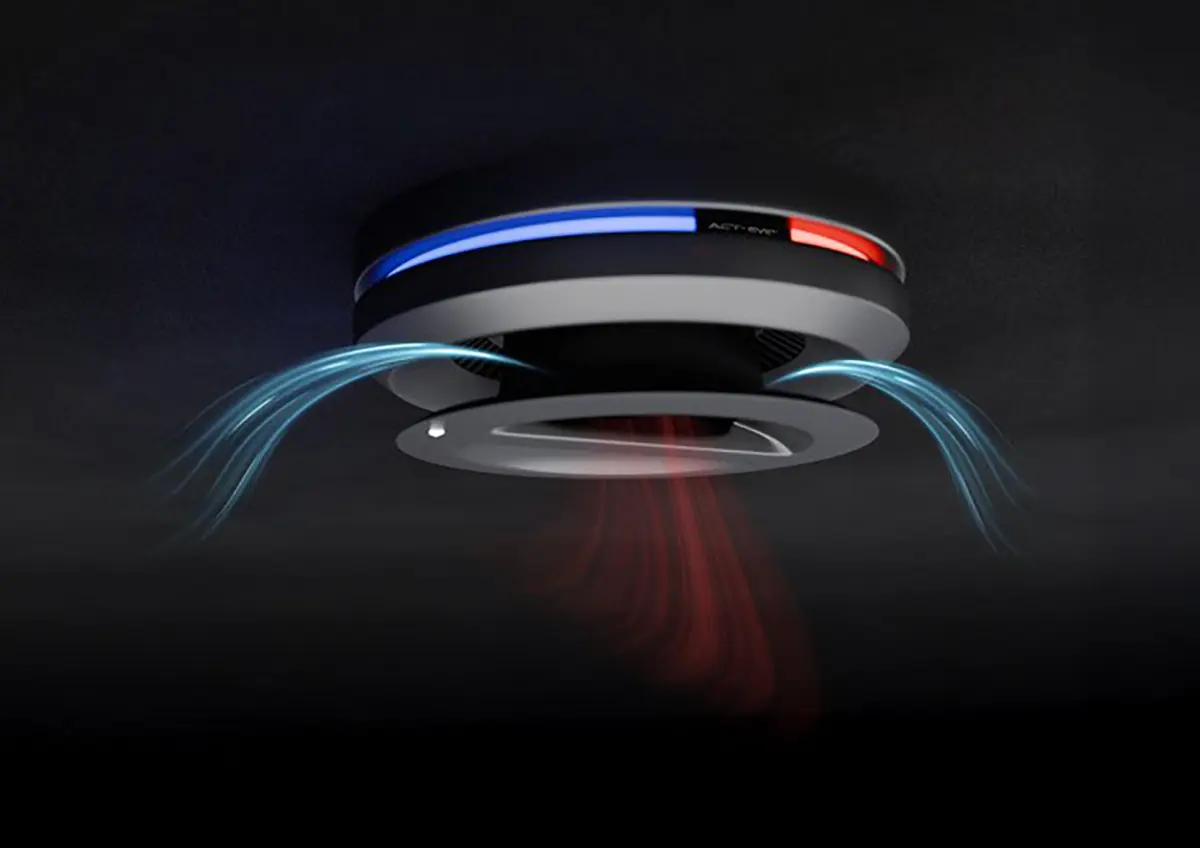 Luftverteilung mit rot-blauer Beleuchtung